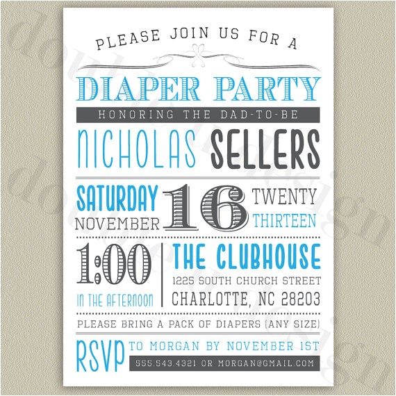 diaper party printable invitation with