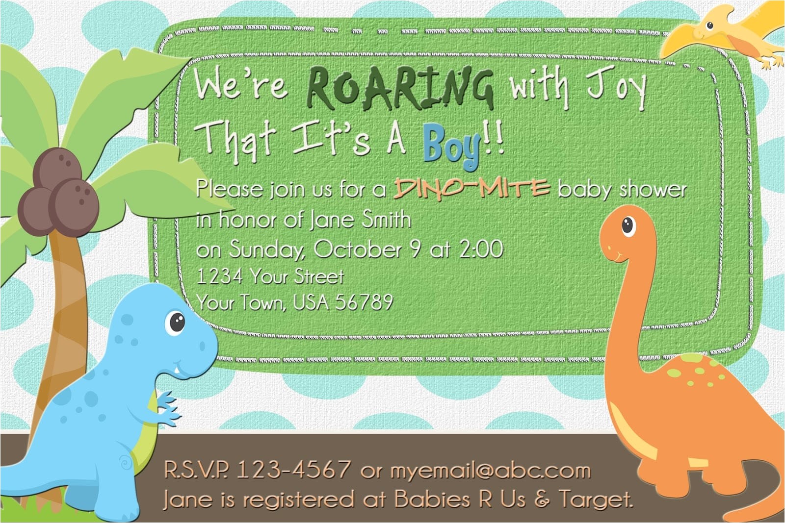 dinosaur baby shower invitation