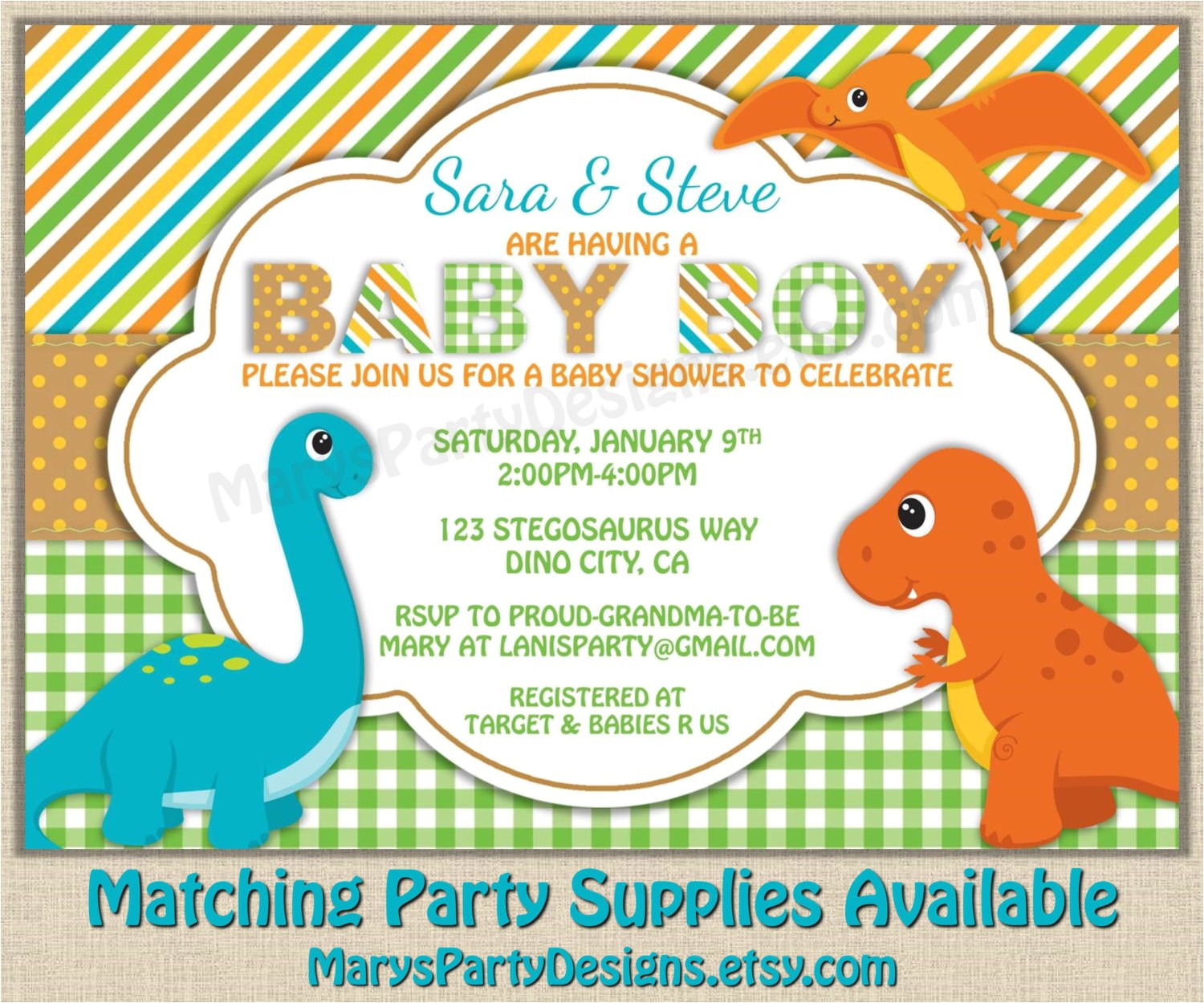 dinosaur baby shower invitations