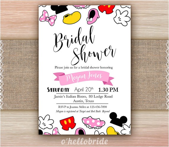 disney theme bridal shower invitation