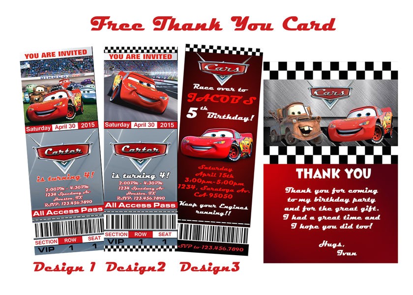 disney cars birthday invitation tickets