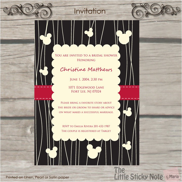 disney themed bridal shower invitations