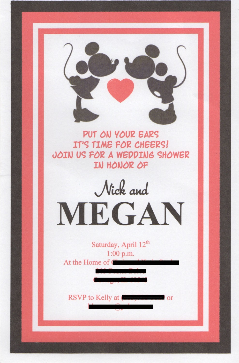 disney themed wedding shower invitation