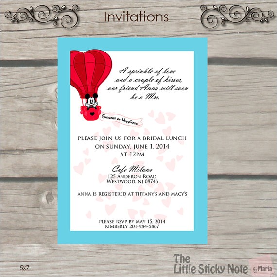 disney themed bridal shower invitations