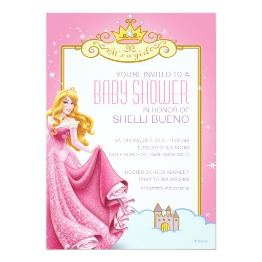 disney princess aurora its a girl baby shower invitation