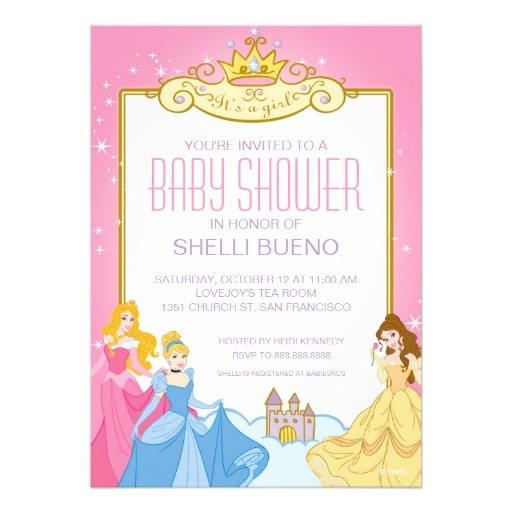 disney princess its a girl baby shower invitation