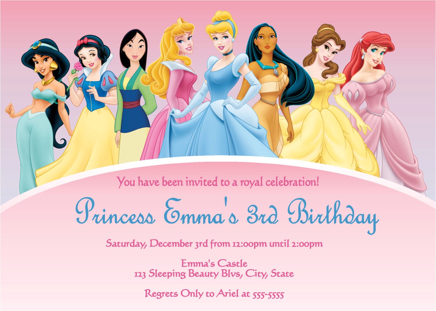 disney princess invitations template