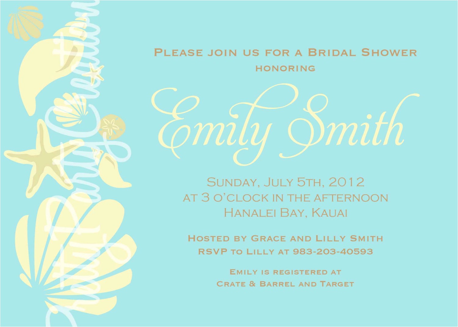 shell shower invitation wording and