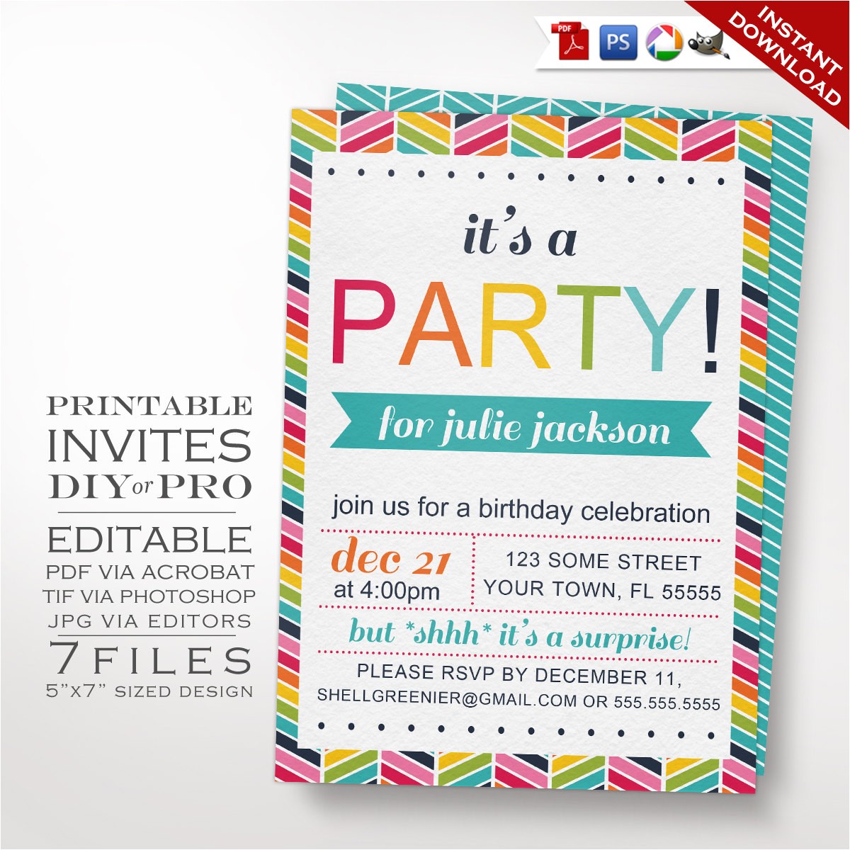 diy rainbow birthday party invitation template rainbow chevron birthday invitation