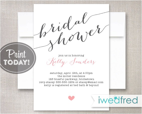 bridal shower invitation bridal shower invitation printable bridal shower invitation diy invitation invitation template br025