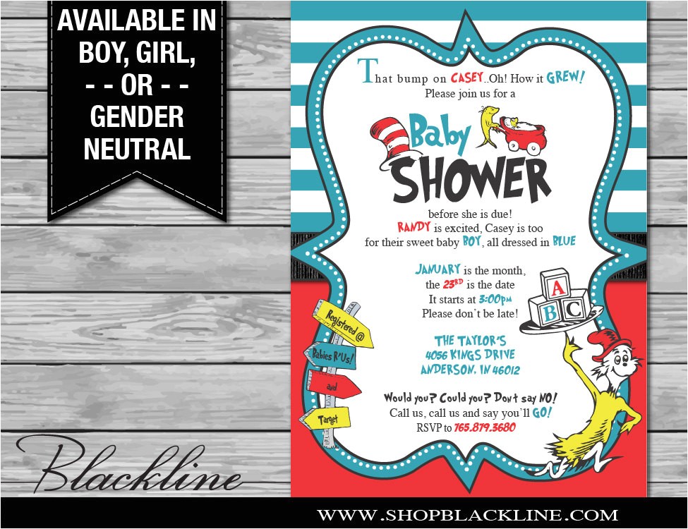 printed dr seuss baby shower invitations