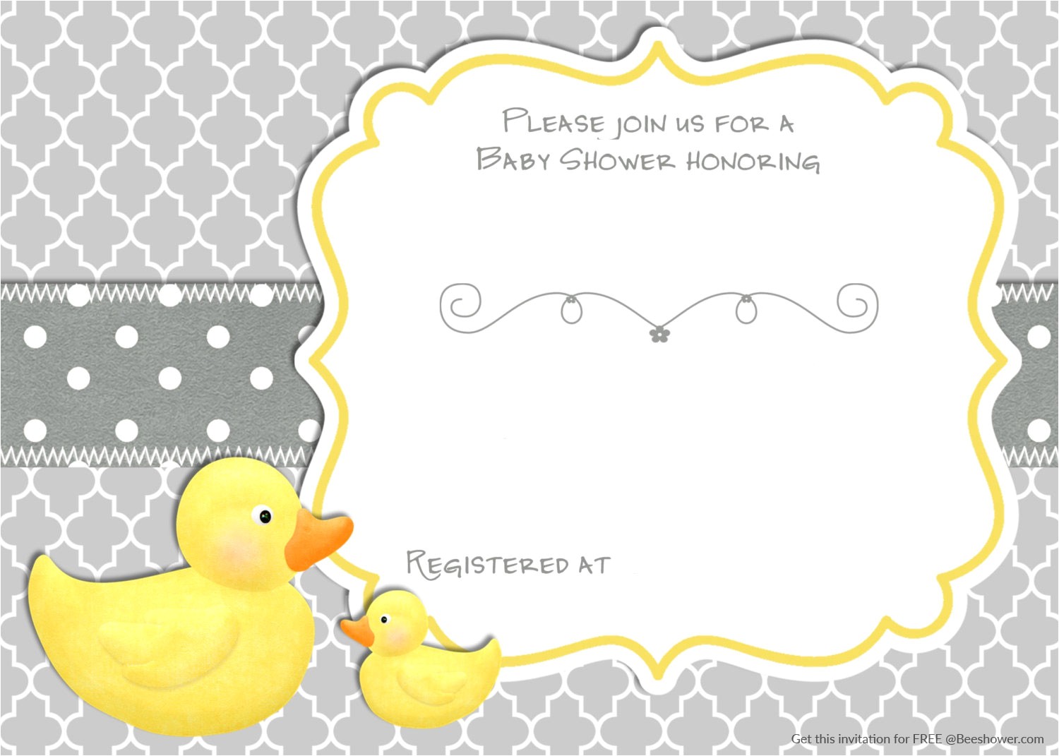 free printable rubber duck baby shower invitation