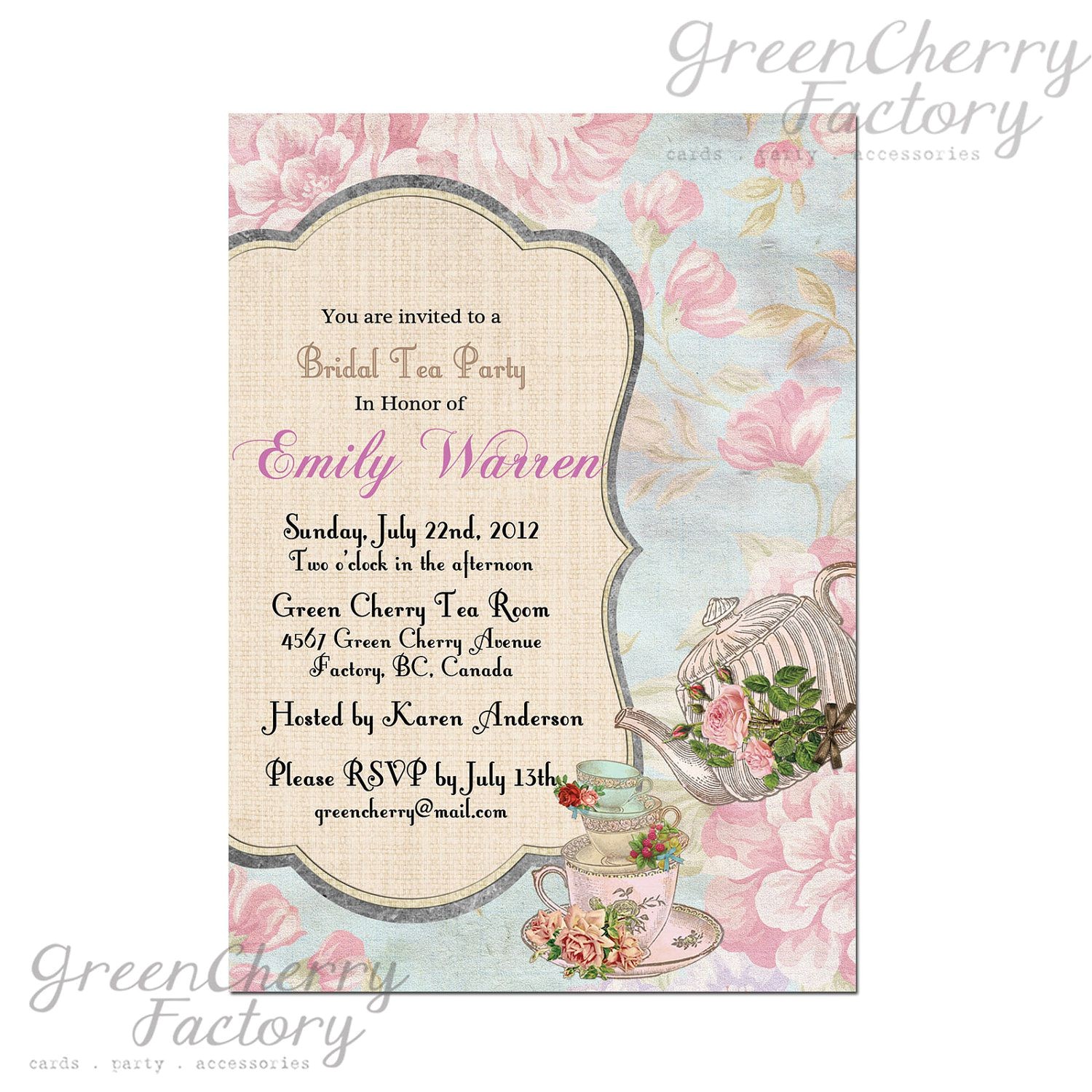 best bridal shower tea party invitations printable