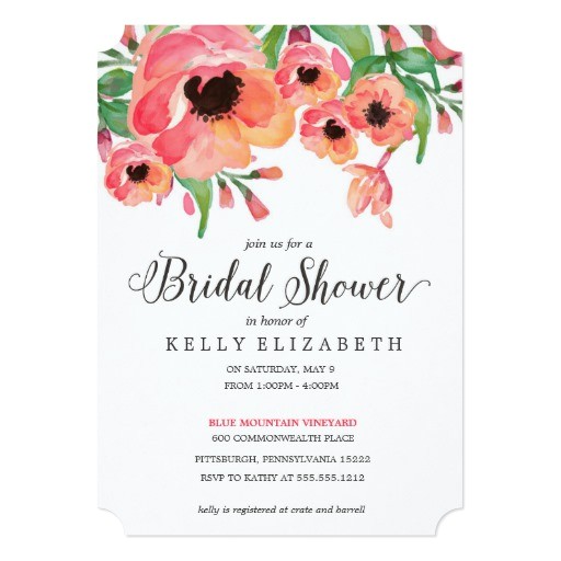 modern floral bridal shower invitation