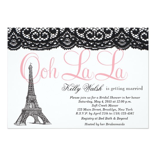eiffel tower lace paris bridal shower invitation 256252306217500756