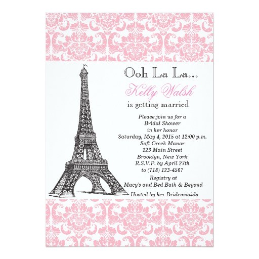 eiffel tower pink paris bridal shower invitation 256167749359247967