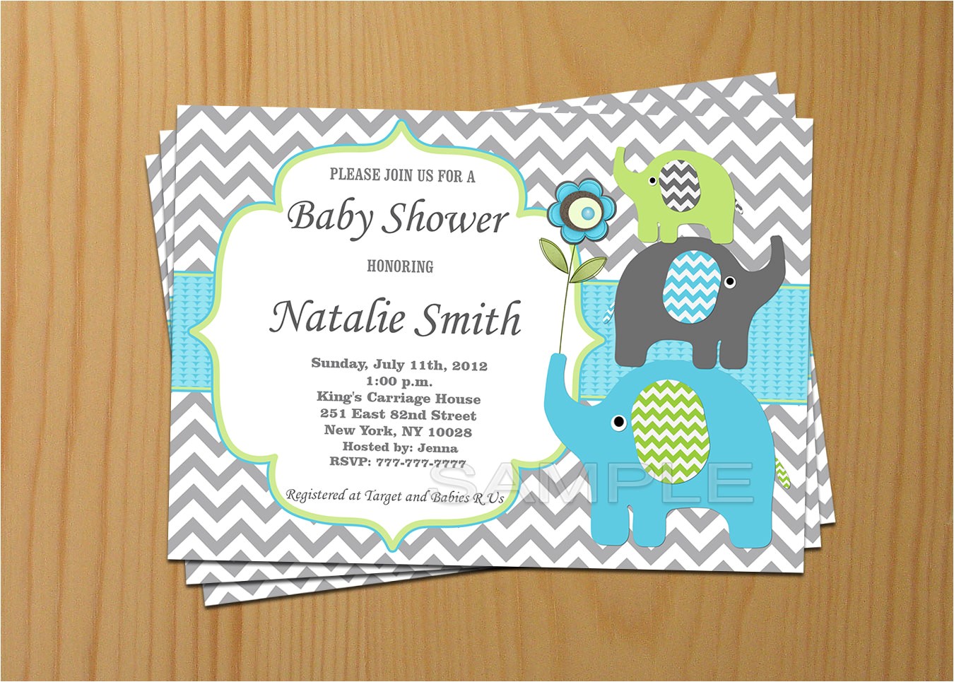 boy baby shower invitation elephant baby