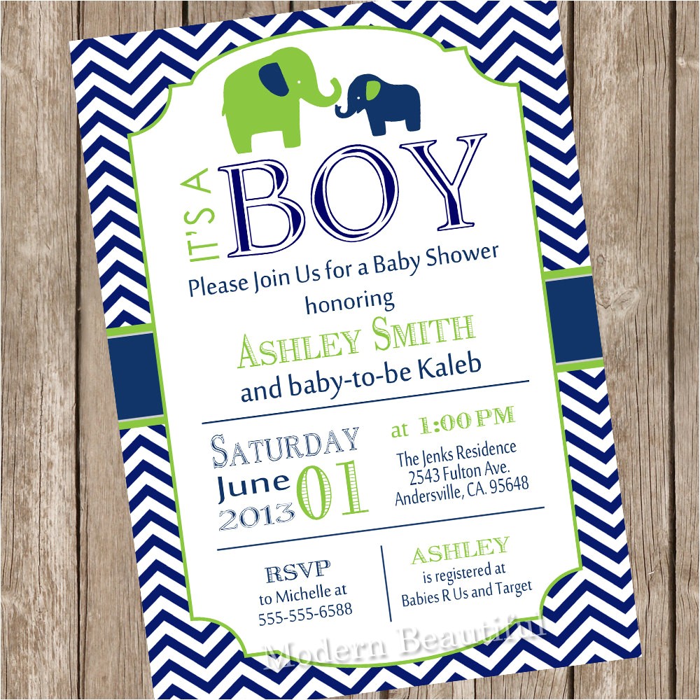 elephant boy baby shower invitation
