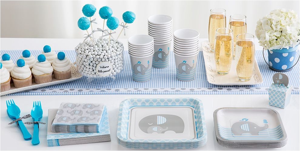 blue baby elephant baby shower party supplies
