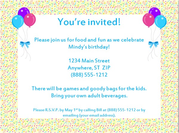 email party invitations template