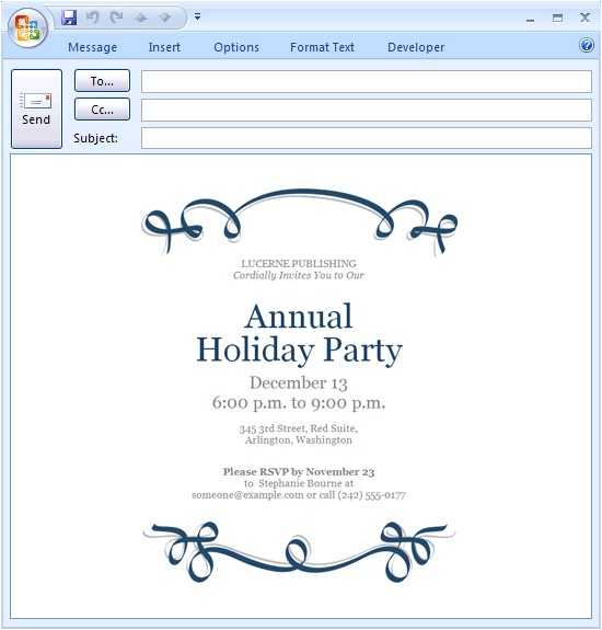 invitation template to email