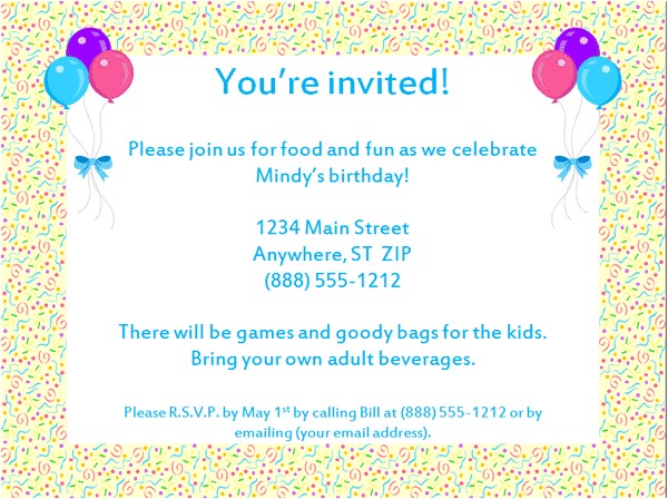 very best email party invitations example design