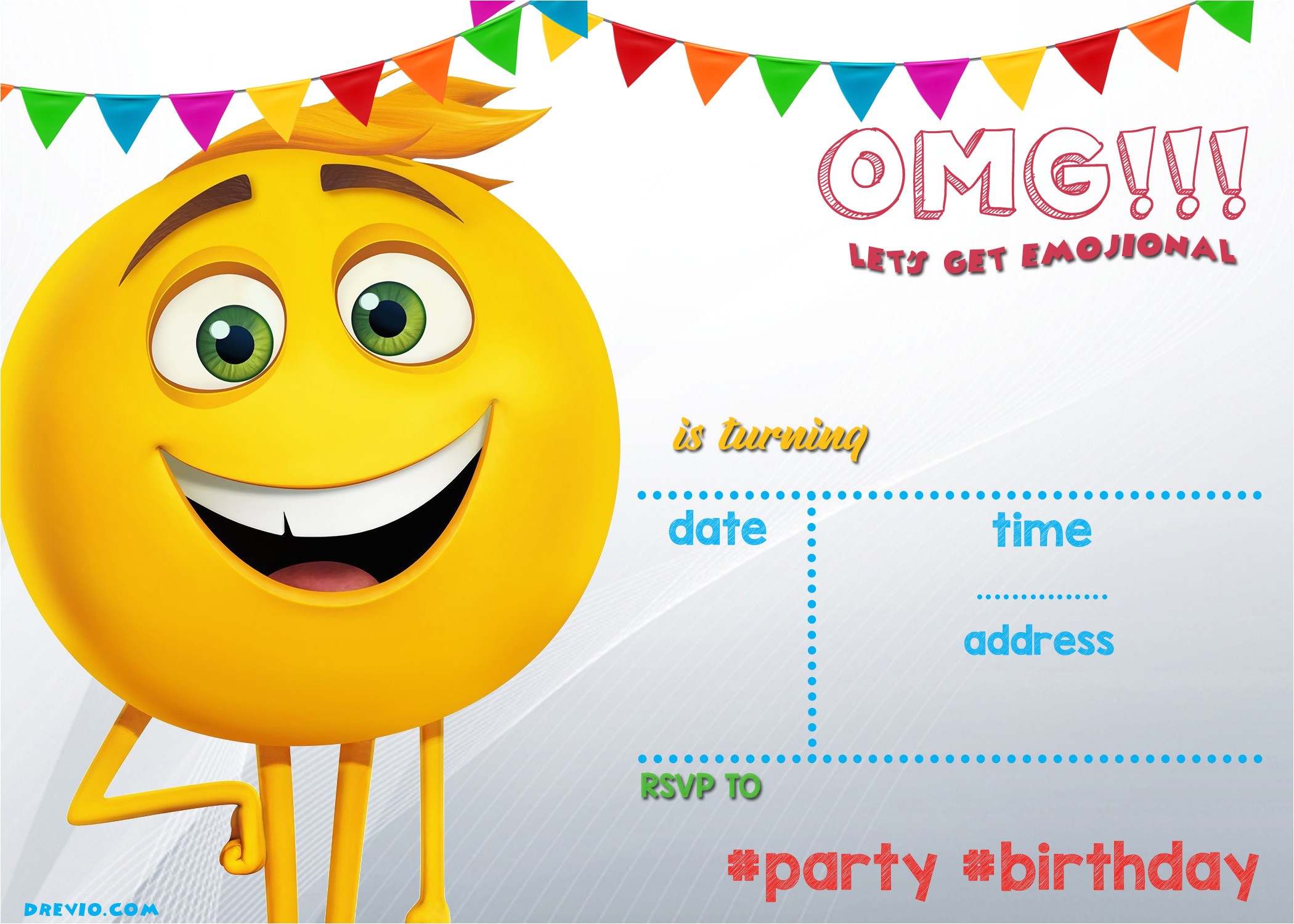 free printable emoji invitation template