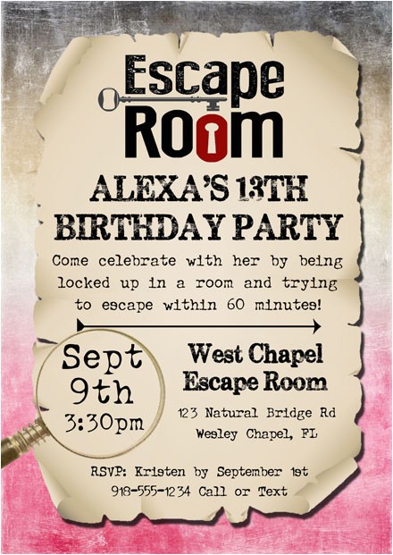 Escape Room Birthday Party Invitations