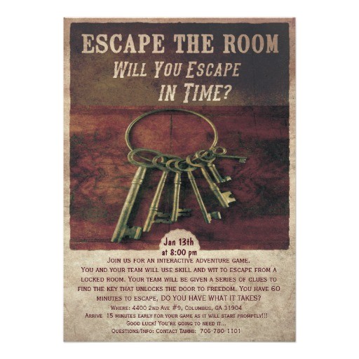 escape the room invitation