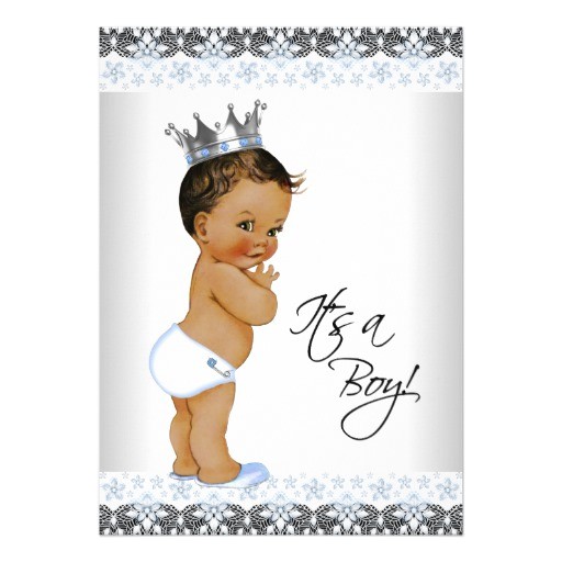 vintage ethnic prince baby boy shower card