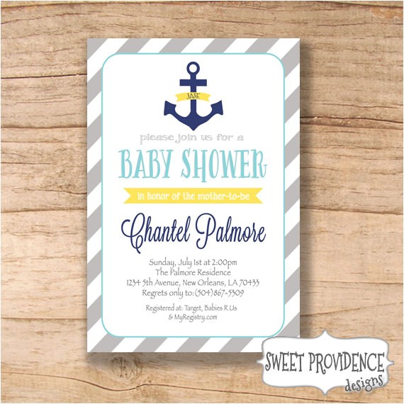 nautical baby shower invitation anchor