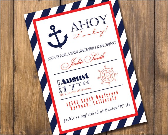 nautical boy baby shower invitation