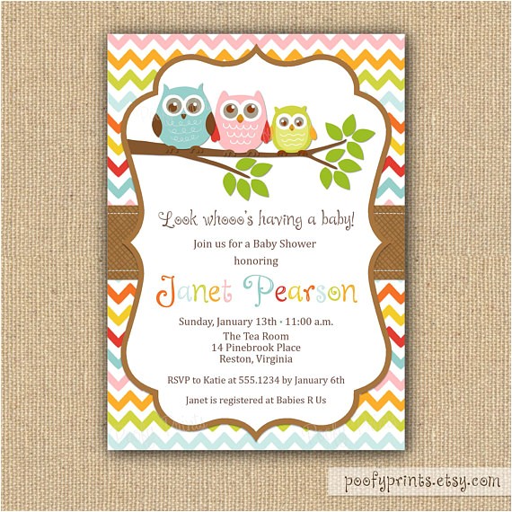 owl baby shower invitations diy