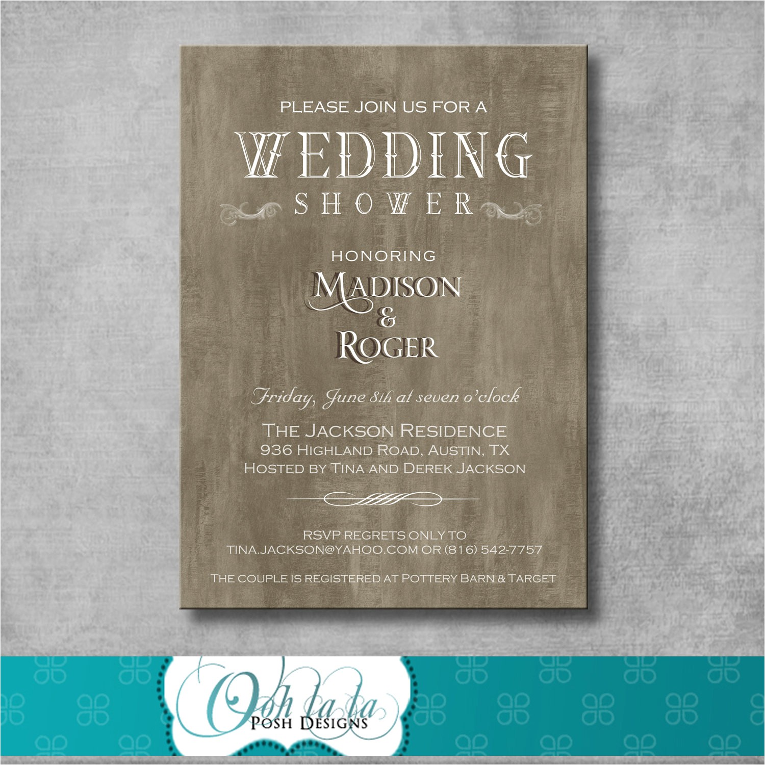 rustic elegant wedding shower invitation