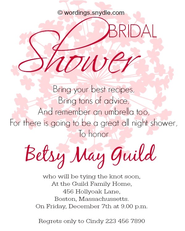 bridal shower invitation wordings