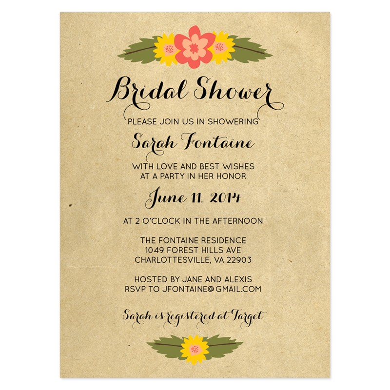 sample wedding shower invitations
