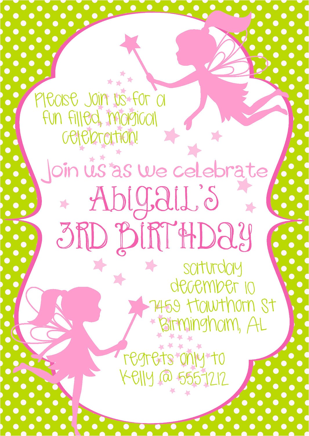 fairy princess birthday party invitation