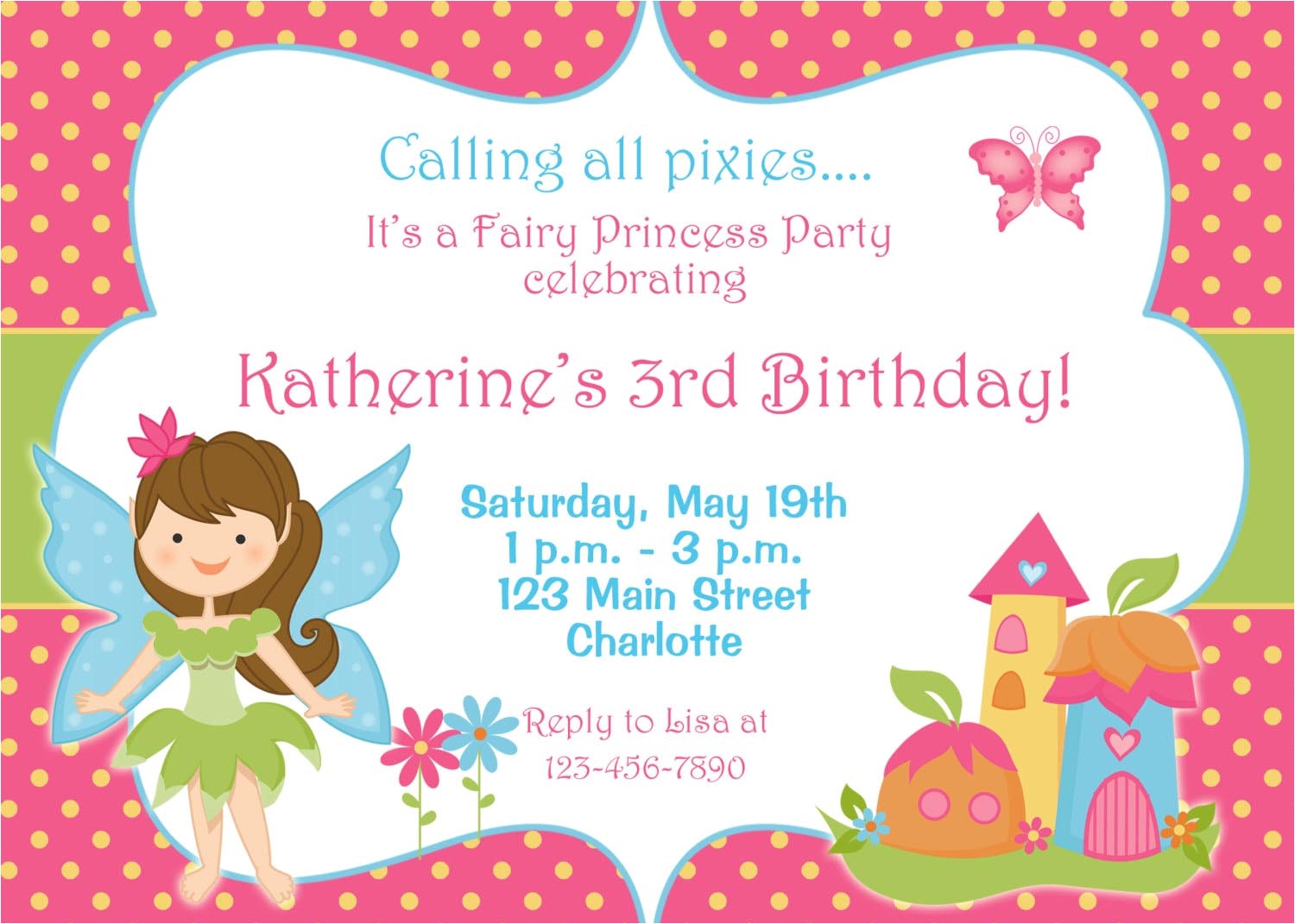 free fairy birthday party invitations