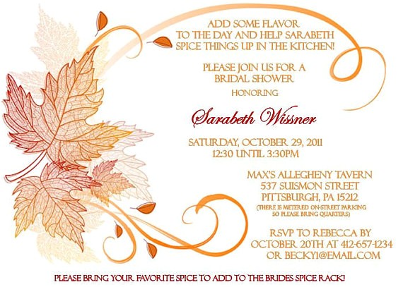 fall themed bridal shower invitation