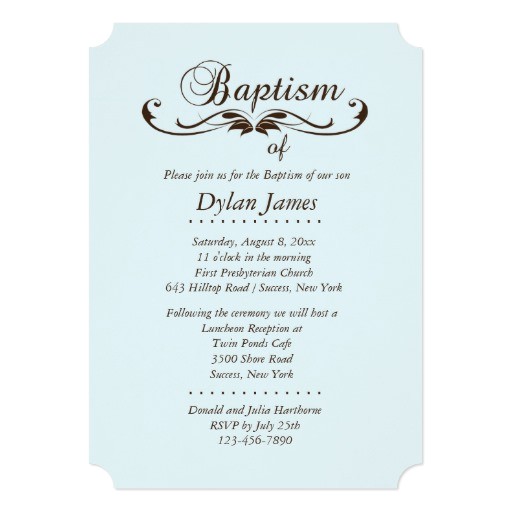 elegant font blue baptism invitation