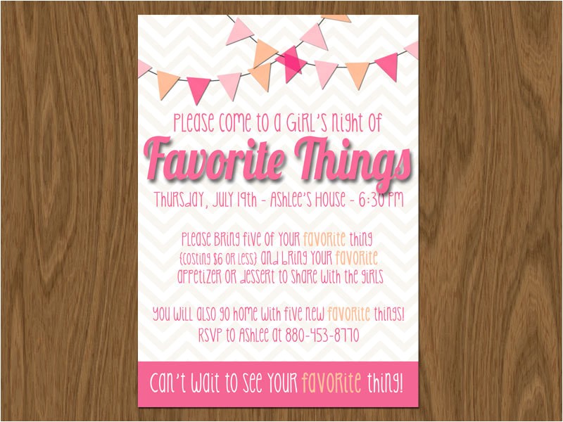 favorite things party invite 5x7 print
