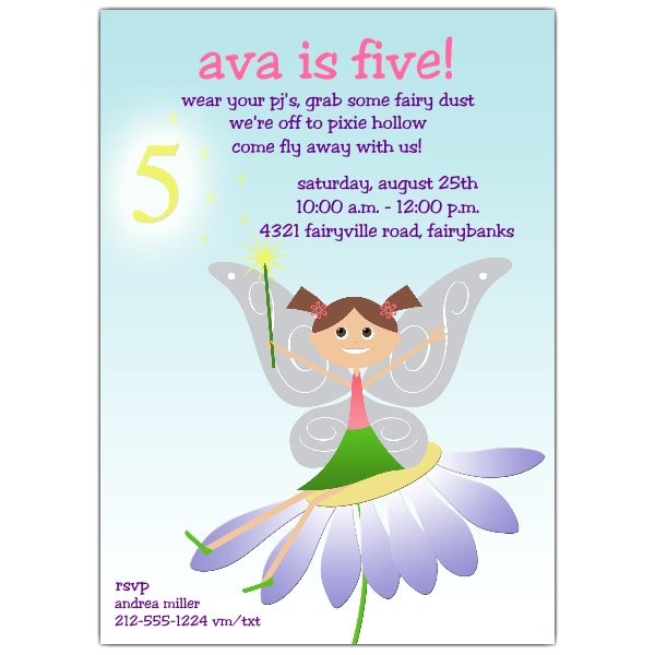 fairy fun brunette 5th birthday invitations p 604 57 1021
