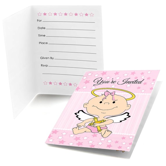angel baby girl party fill invitations