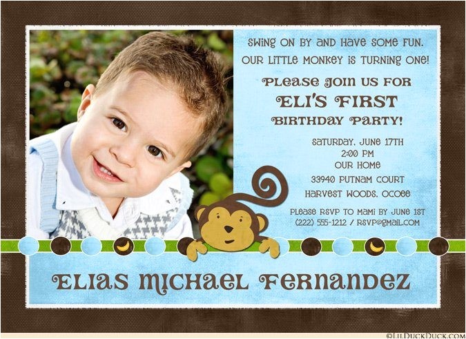 monkey boy birthday party invitation