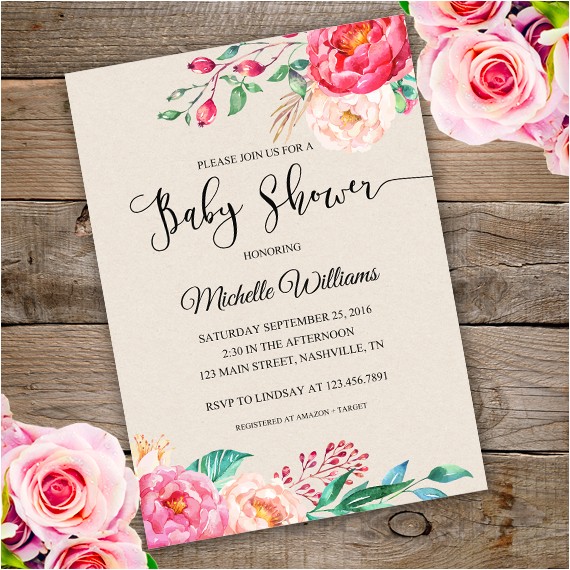 floral baby shower invitation template edit with adobe reader