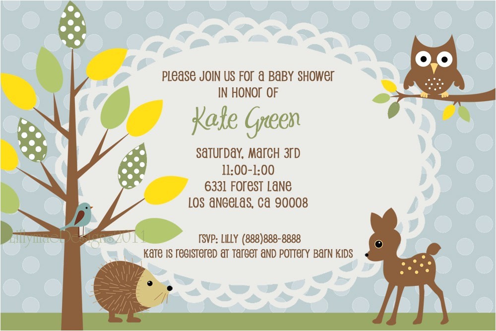 forest friends baby shower invitation