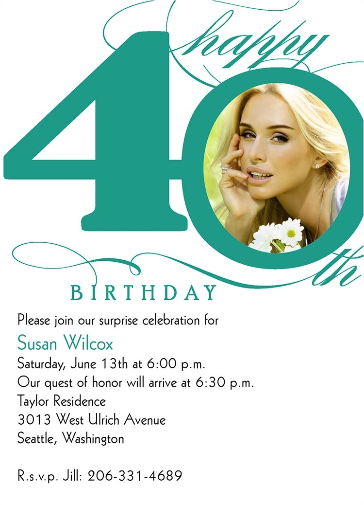 40th birthday invitation wording