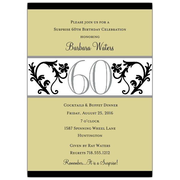 elegant vine chartreuse 60th birthday invitations p 604 57 evc60