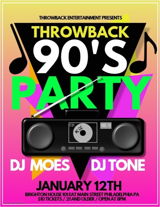 90s party flyer template