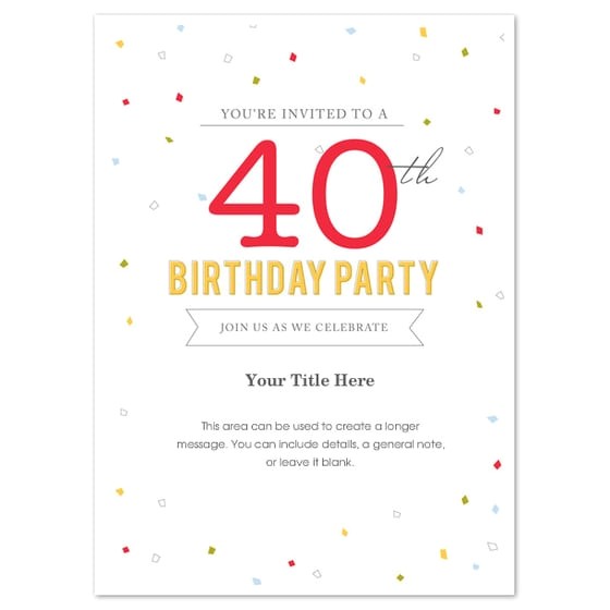 40th birthday invitation template word